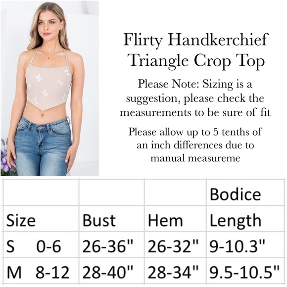 Flirty Taupe Handkerchief Triangle Crop Top Tie Back - Picture 15 of 15